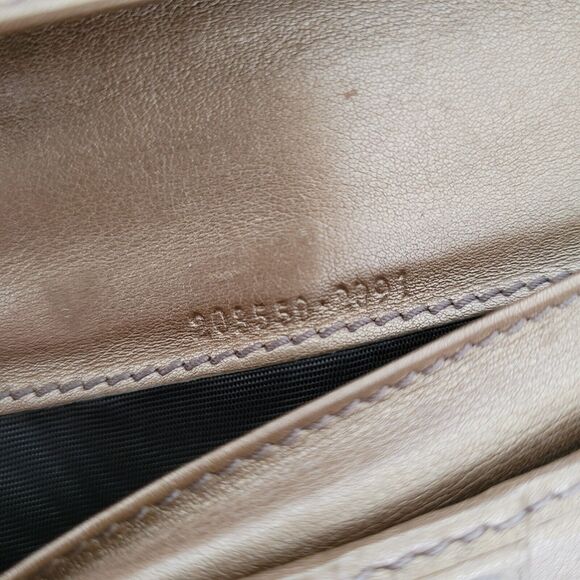 GUCCI Signature Heart Wallet Purse Leather Canvas Clutch Large Beige Tan Fair - Picture 6 of 12